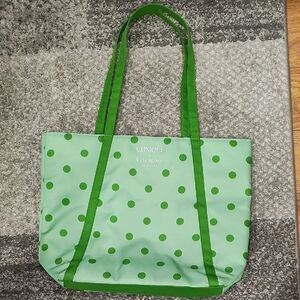 Clinique x Kate Spade Green Polka Dot Shoulder Tote Bag
